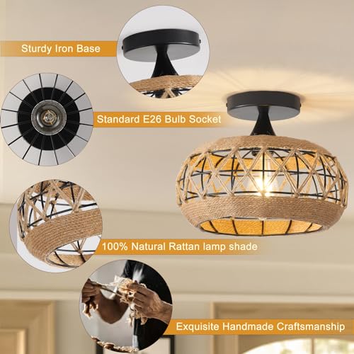 13" Flush Mount Capiz Shell Chandelier Gold Ceiling Light for Bedroom Hallway U256