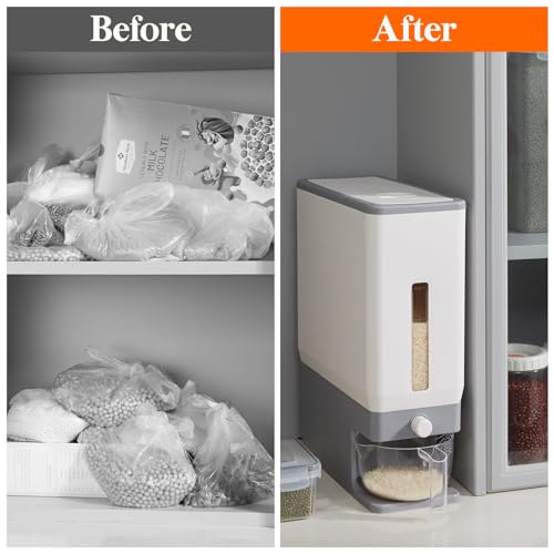 Lifewit Rice Dispenser 25 Lbs, Sealed Moisture Proof Storage Container with Measuring Cup I5095