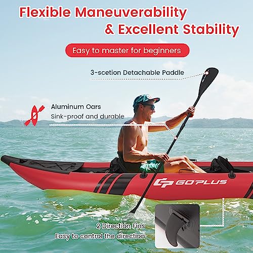 Goplus Inflatable Kayak 2-Person Set for Adults with Aluminum Oars and EVA Padded Seat V246876