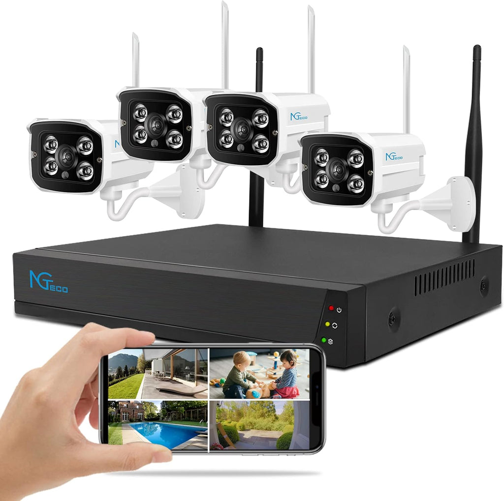 Wireless Security Camera System 4CH NVR Kit with 1TB Hard Drive Night Vision a7