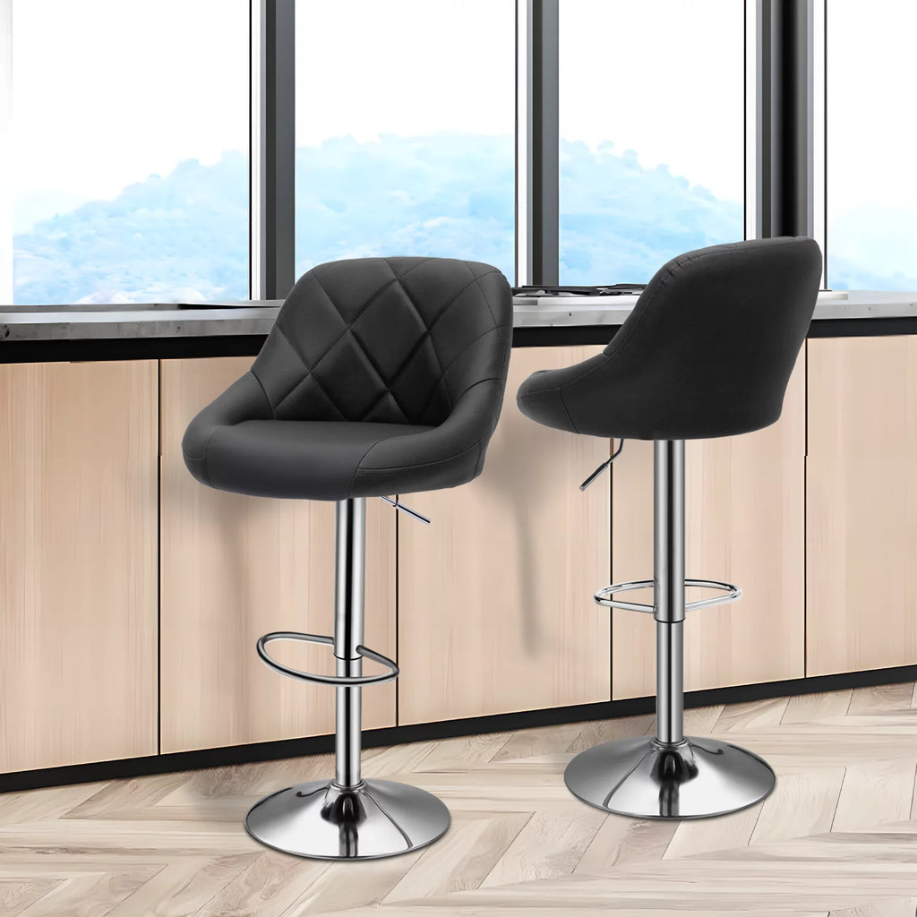 Magshion Set of 2 Faux Leather Adjustable Swivel Bar Stools with Backrest S983