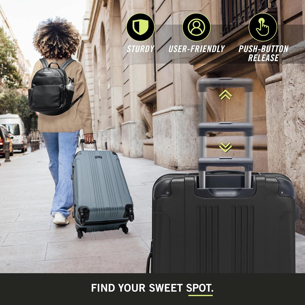 Kenneth Cole REACTION Out of Bounds Lightweight Hardshell 4-Wheel Spinner Luggage, Midnight Black, 24-Inch O48186