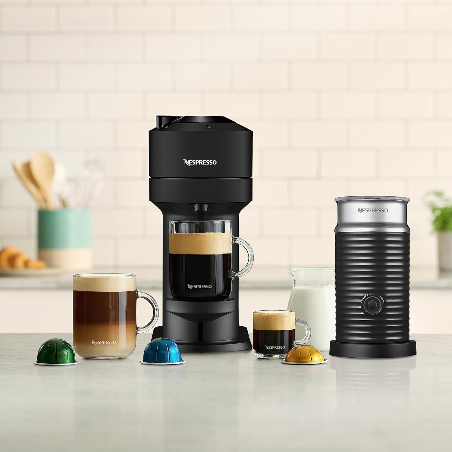 Nespresso Vertuo Next Coffee and Espresso Machine with Aeroccino by Breville, Matte Black Z3431