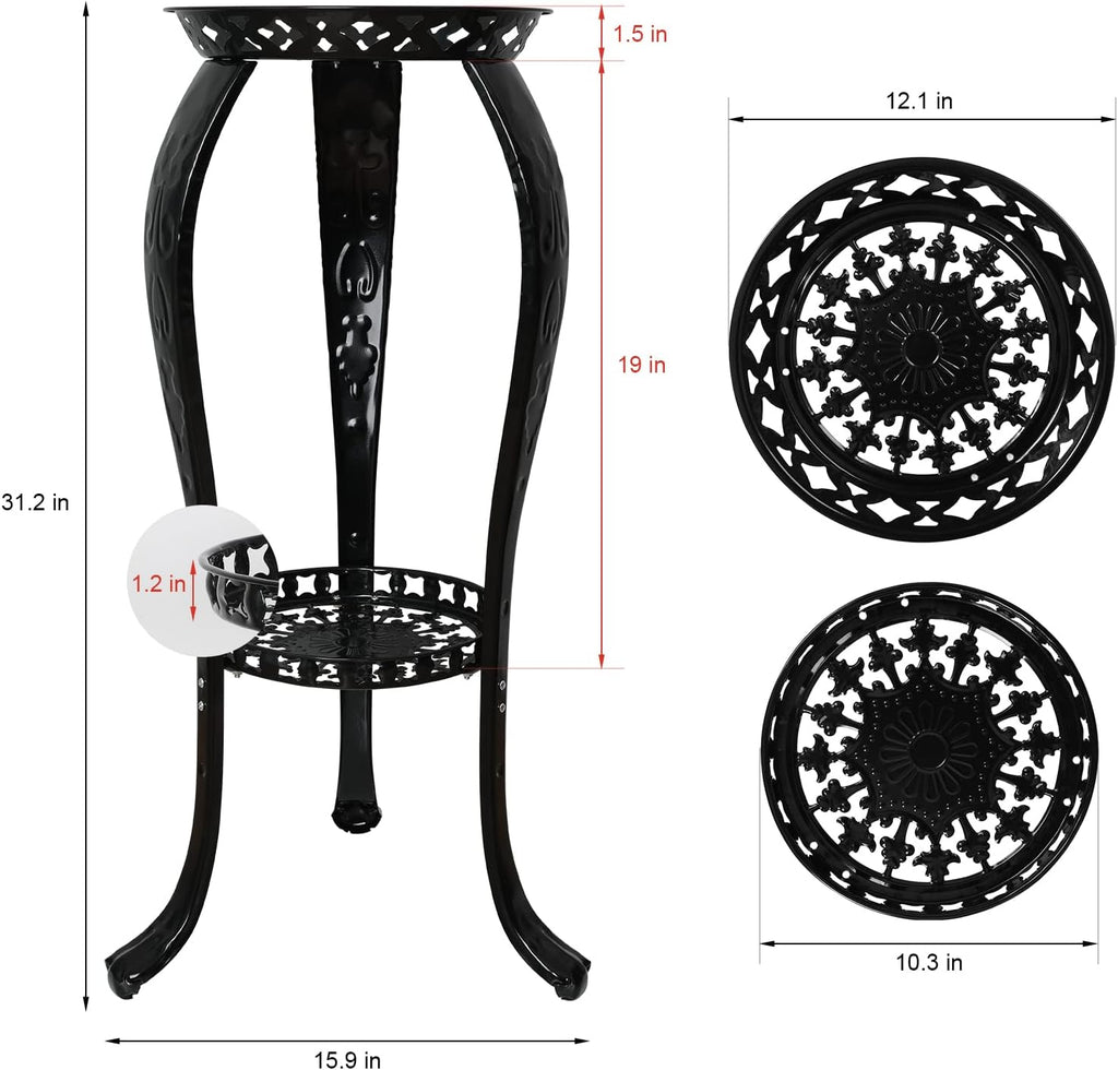 Metal Plant Stand 2 Tier Indoor Outdoor Black 7k