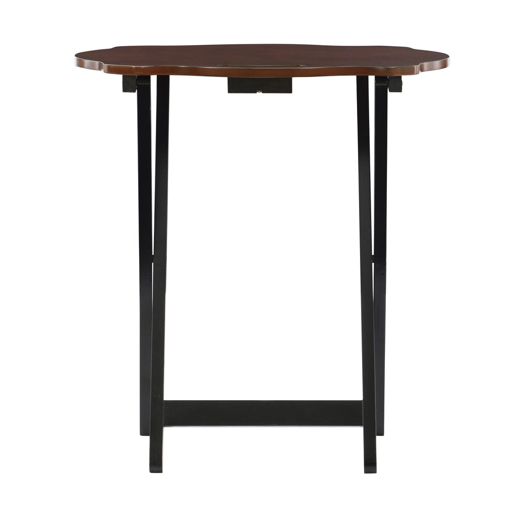 Powell Serpentine 5-Piece Folding Side Table TV Tray Set with Stand, Hazelnut/Black H30120