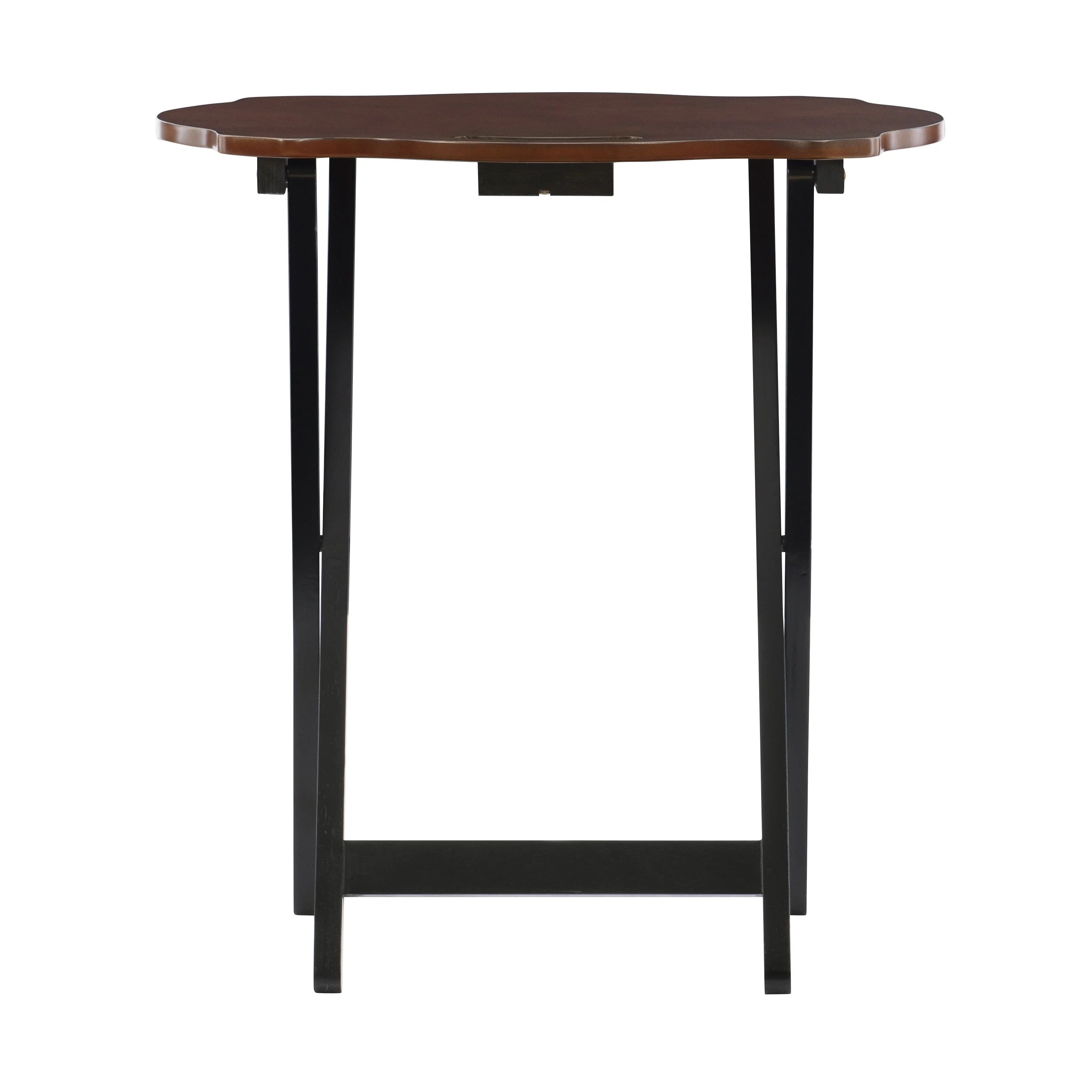 Powell Serpentine 5-Piece Folding Side Table TV Tray Set with Stand, Hazelnut/Black H30120