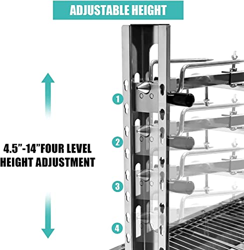 Stainless Steel Rotisserie Grill for BBQ, 66LBS Capacity, 37 Inch Outdoor Charcoal Roaster D798