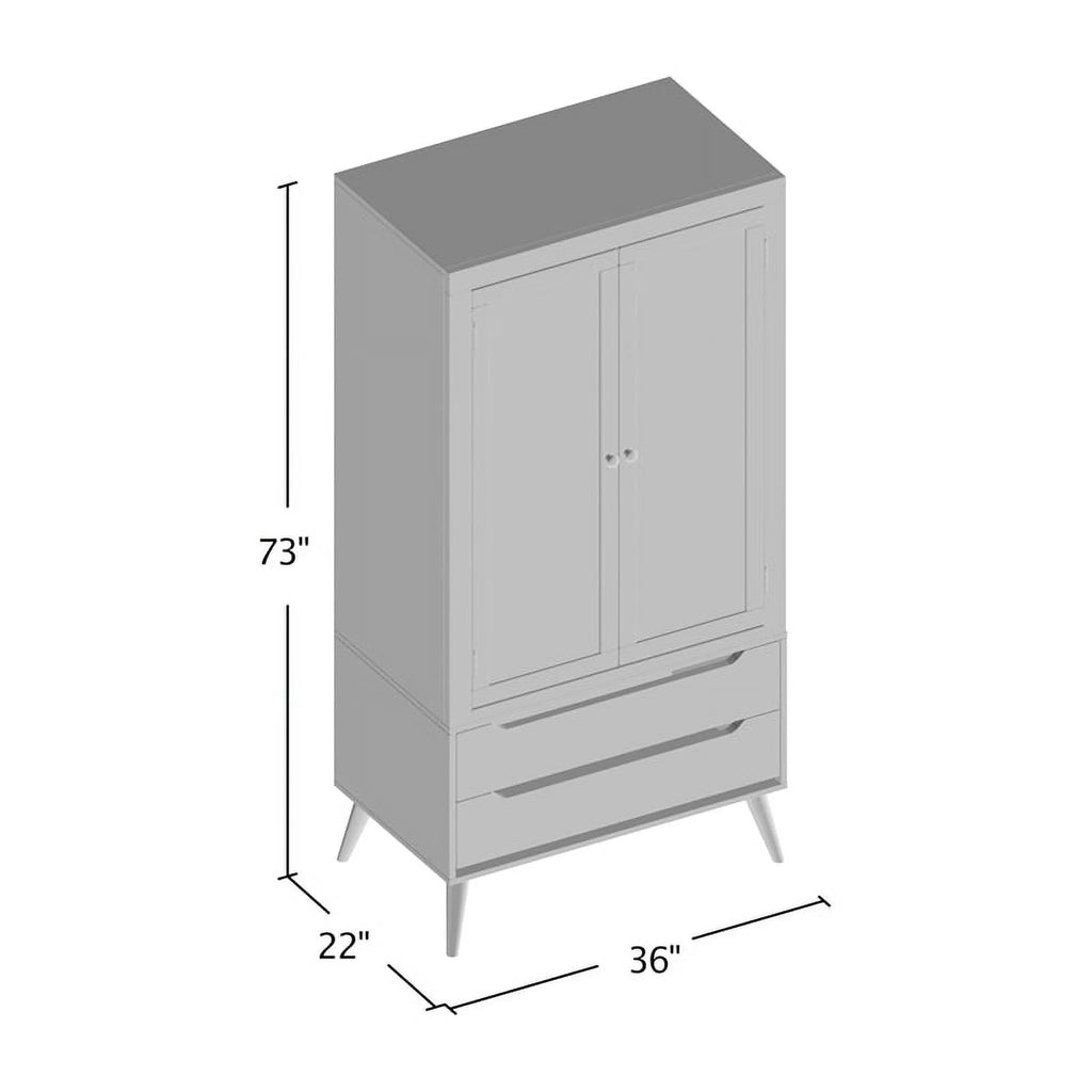 Furniture of America Belkor Mid-Century Modern Solid Wood Armoire Gray Q465