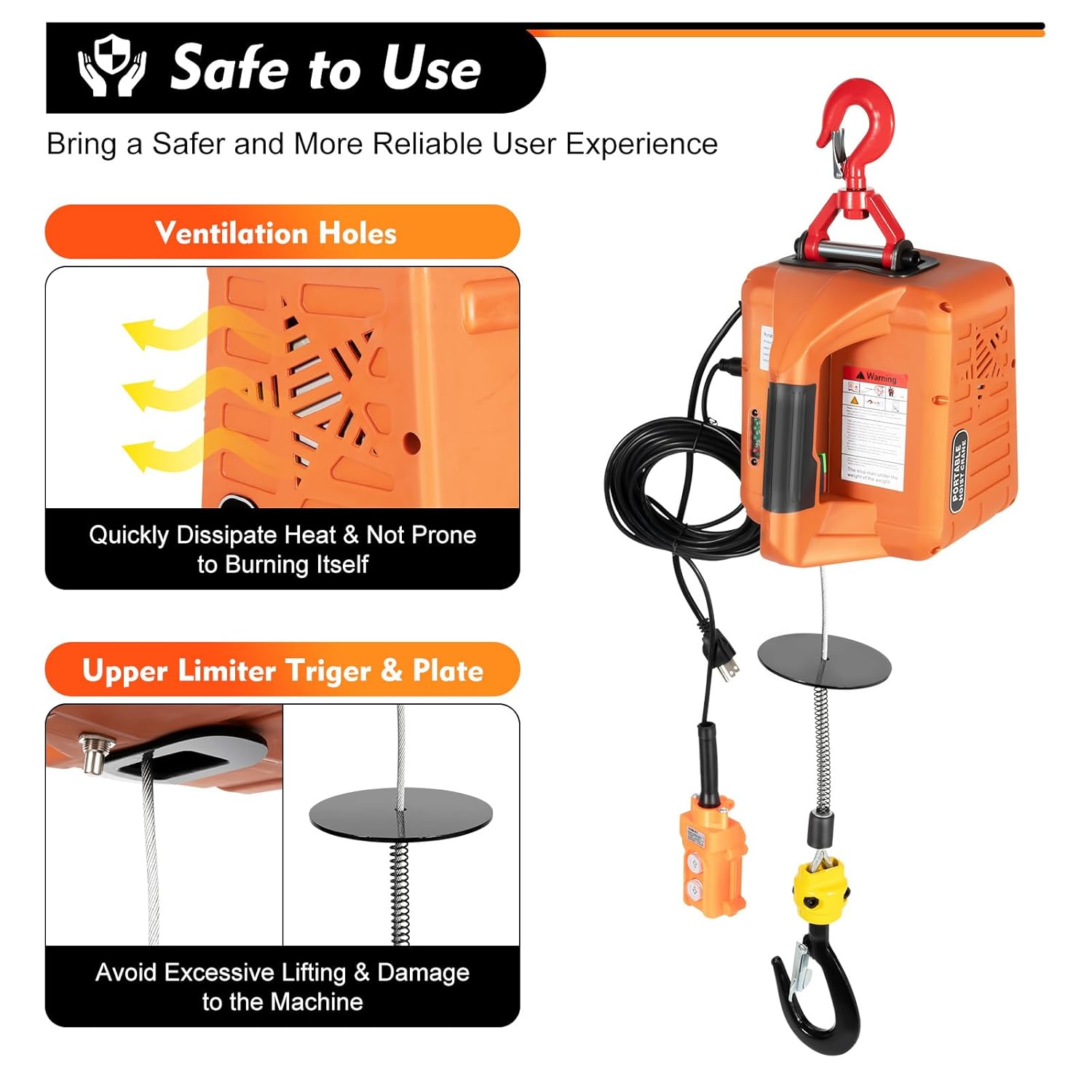 Electric Hoist Winch 660LBS 110V Wireless Remote k7