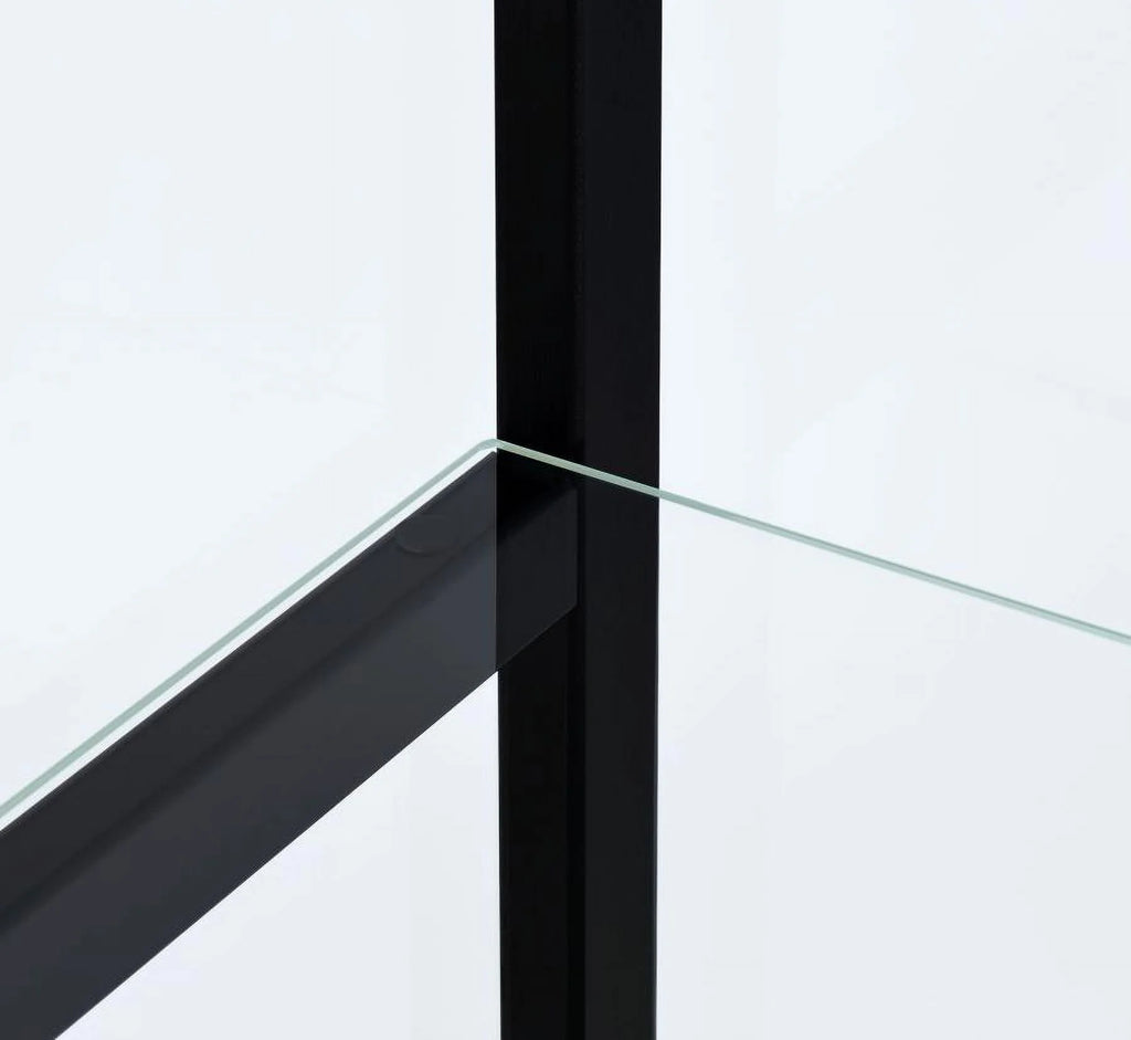 Black Wood Glass 4 Shelf Curio Display Cabinet N312339