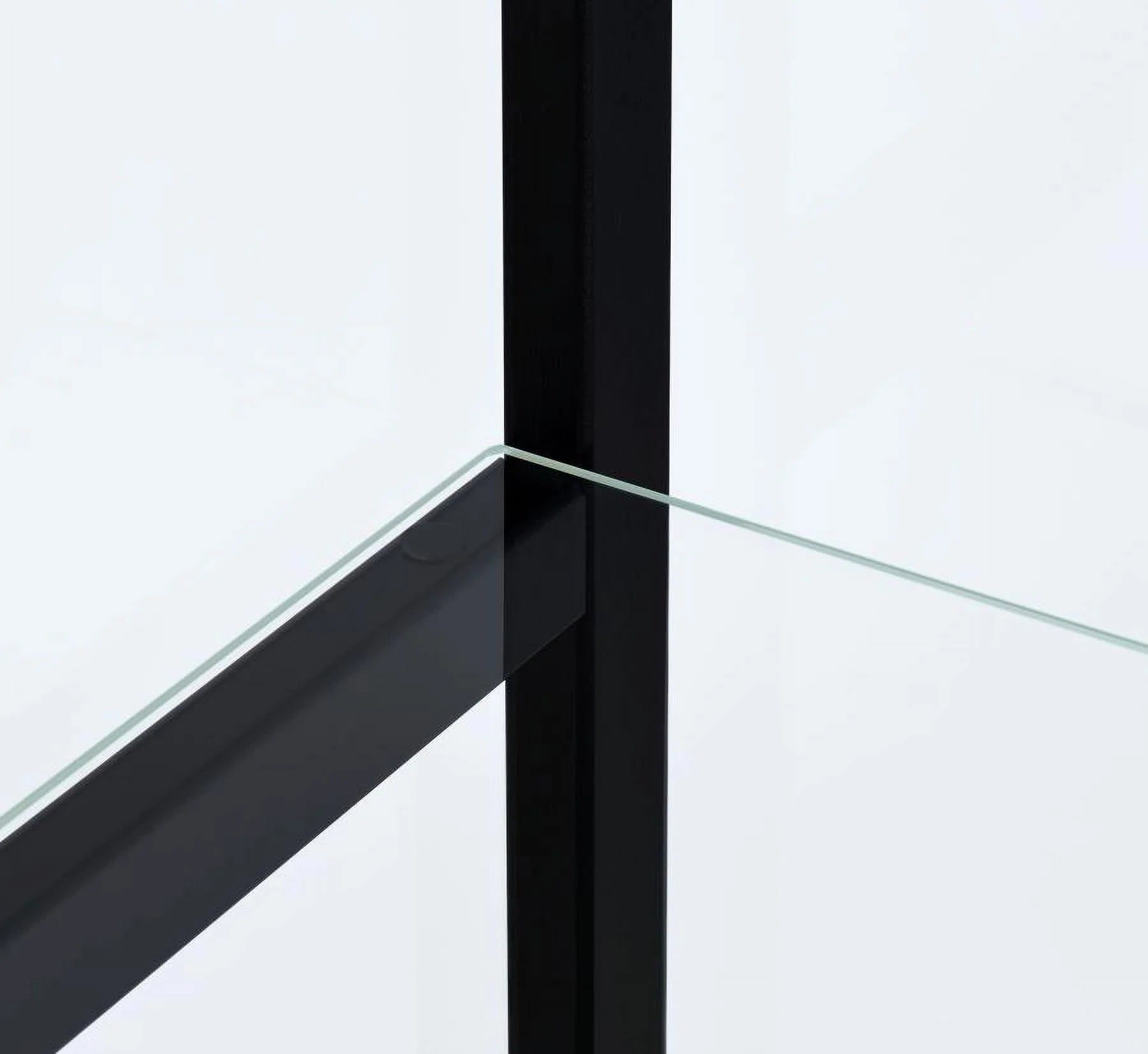 Black Wood Glass 4 Shelf Curio Display Cabinet N312339