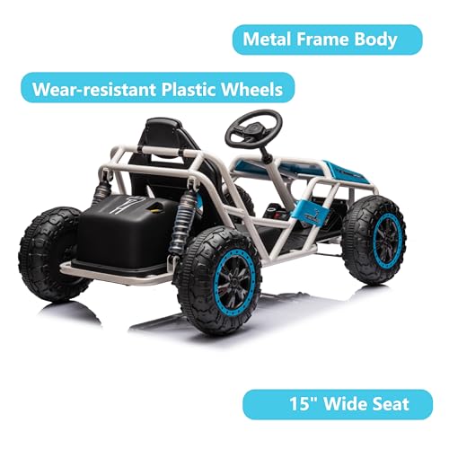 24V Electric Go Kart for Kids Ages 6-12, 2x200W Motors, Blue M4239