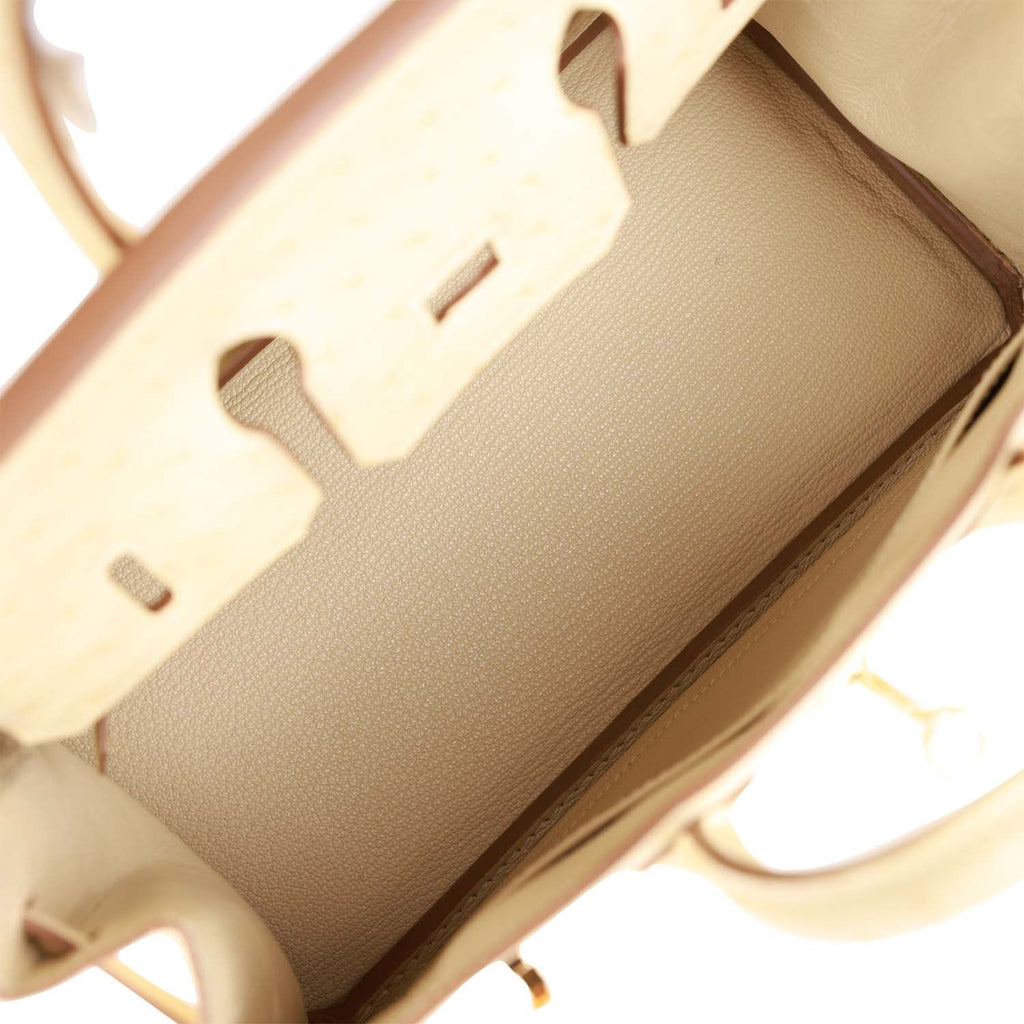 Ostrich Leather Handbag Gold Hardware k7