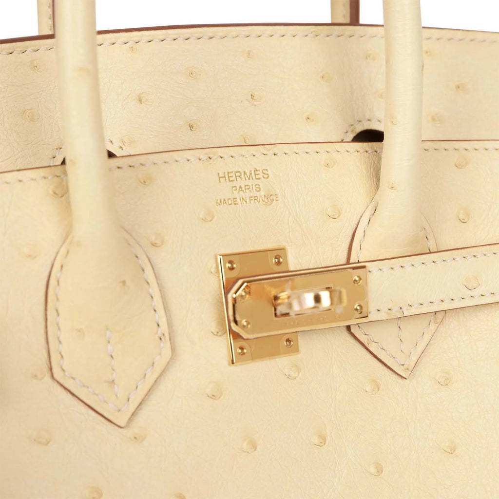 Ostrich Leather Handbag Gold Hardware k7