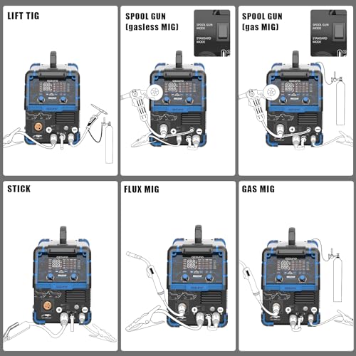 200A MIG Welder Dual Voltage 4 in1 Flux Wire Lift TIG Stick ARC7k