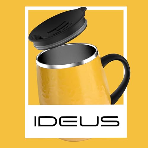 Ideus 16 oz Insulated Coffee Mug with Handle and Lid, Stainless Steel, Ocean Blue Y9978