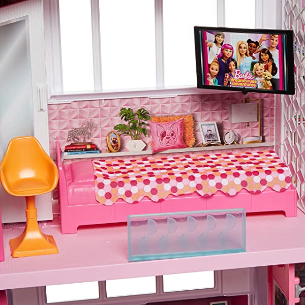 Dollhouse with Elevator, Pool, Slide and 70 Accessories a7