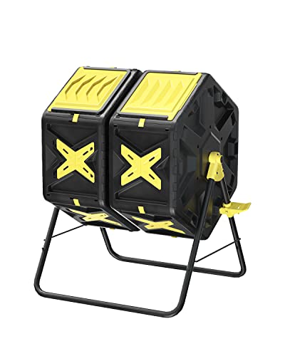 18.5 Gal Tumbling Compost Bin from BPA Free Material - Outdoor Single Rotating Chamber Composters，with Easy-Turn, Fast-Working System for Garden/Patio