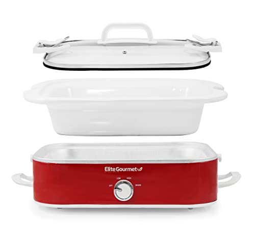 Elite Gourmet MST-5240 3.5Qt Casserole Slow Cooker, Red O2522