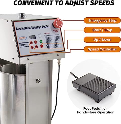 Hakka Commercial 22LB Stainless Steel Electric Sausage Stuffer V65198