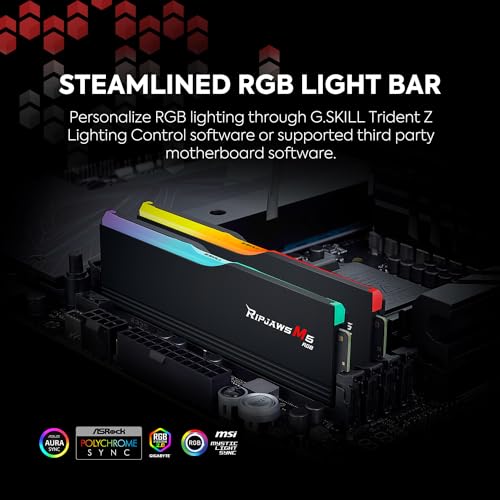 G.SKILL Ripjaws M5 DDR5 RAM 64GB (2x32GB) 6400MT/s Desktop Memory UDIMM Matte Black P27247