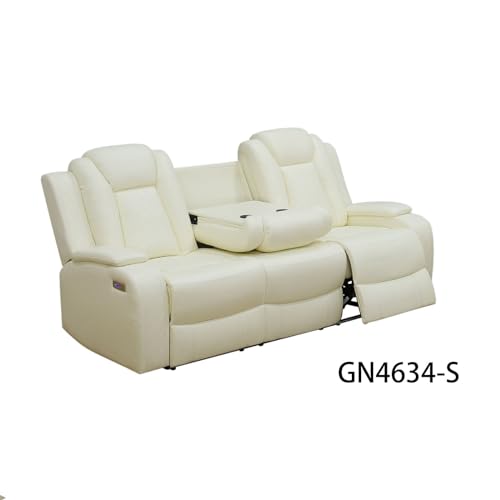 White Breathing Leather 3-Piece Recliner Sofa Set (White, GN4634) Y2501