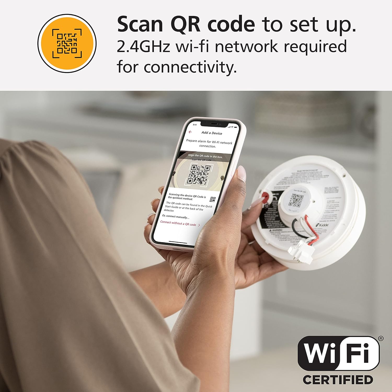 Kidde Smart Smoke Detector & Indoor Air Quality Monitor, WiFi, Hardwired W620
