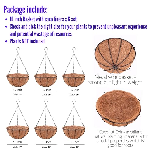 Hanging Planters with Coco Liner 3 Pack 10 Inch Outdoor Metal Wire Basket a7
