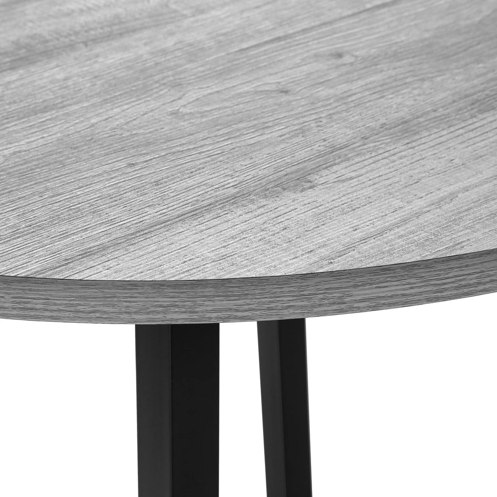 Gray Dining Table Set 3pcs Small Drop Leaf Black Metal O7490
