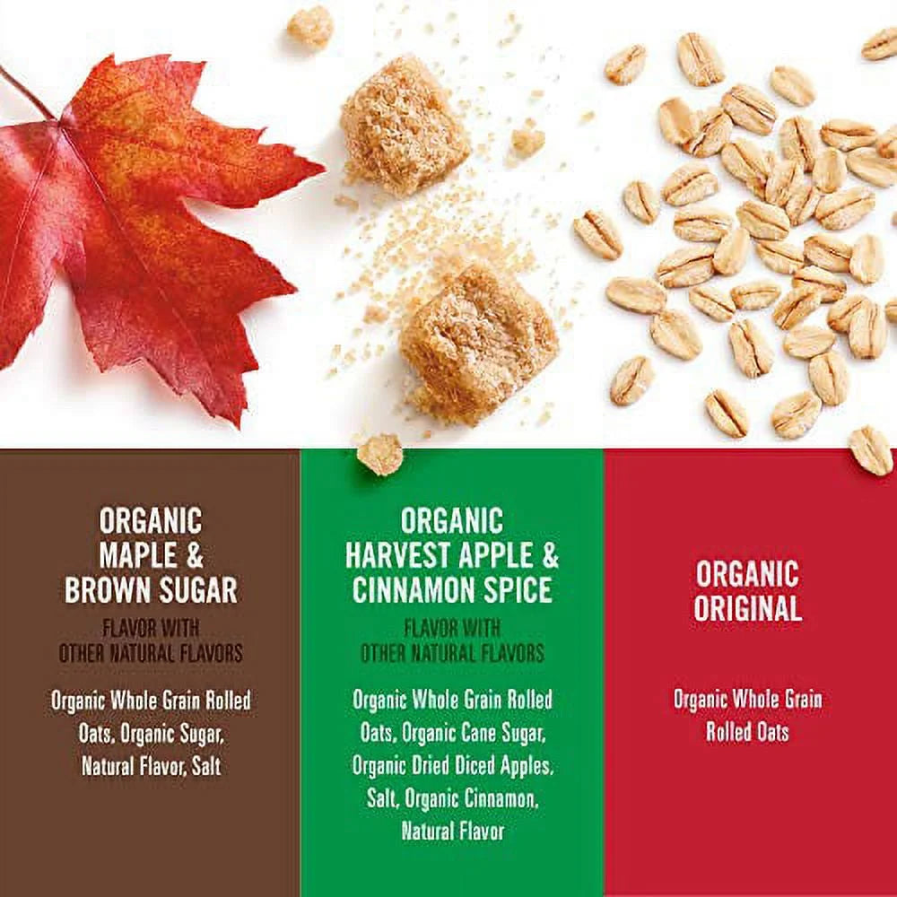 Quaker Instant Oatmeal USDA Organic 3 Flavor Variety Pack, 32 Count U512