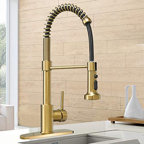 Hoimpro Matte Black Spring Kitchen Faucet with Pull Down Sprayer X865190
