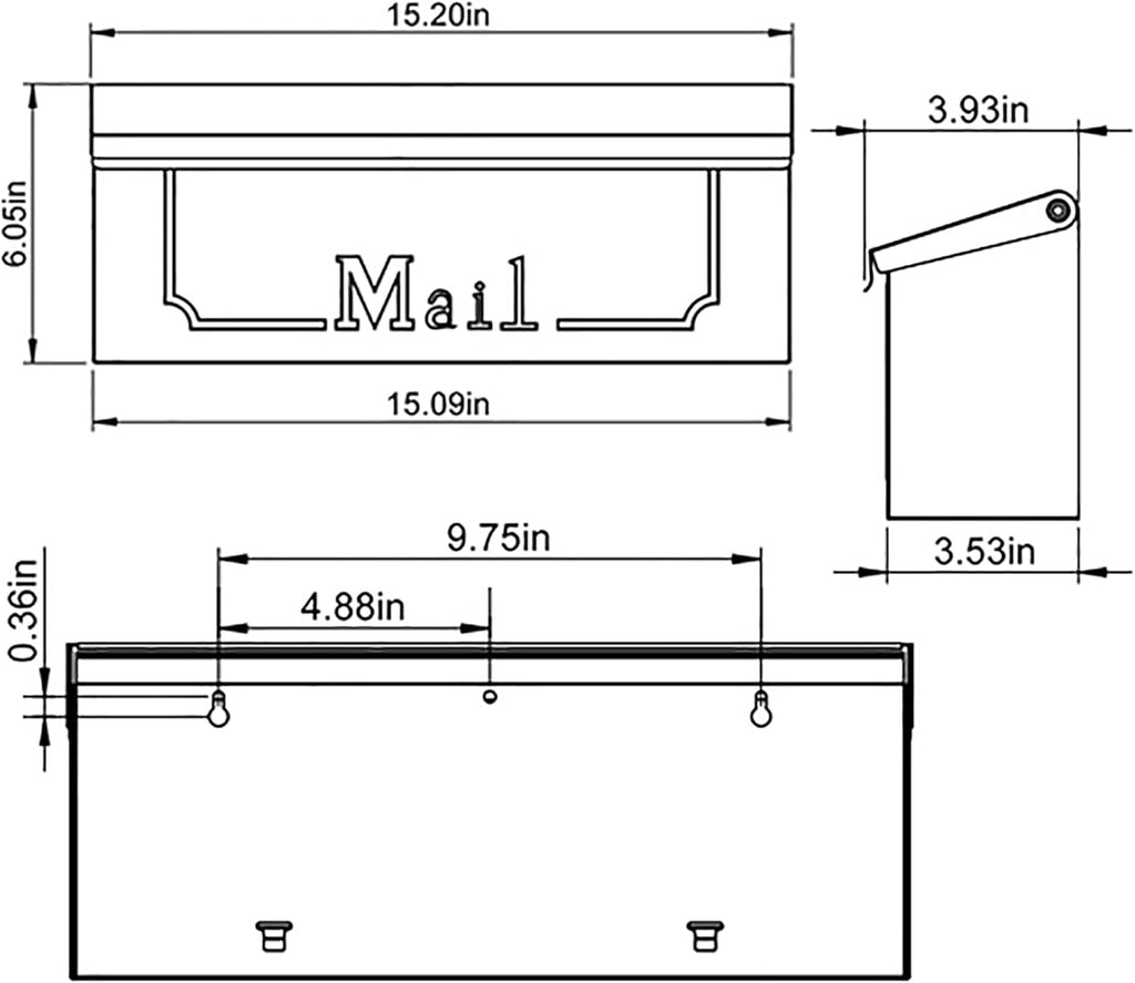 Galvanized Steel Wall-Mount Mailbox Black k7p