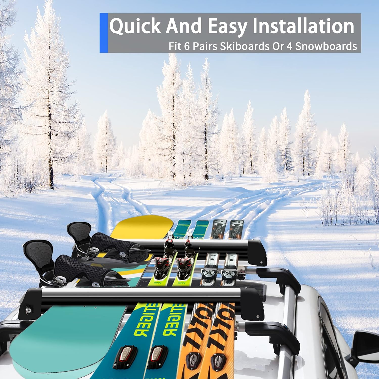 Aluminum Universal Car Roof Rack Ski Snowboard Carrier f8