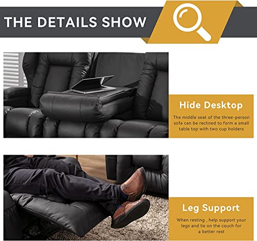 IPKIG 65.3" RV Loveseat Recliner Faux Leather with Console and Cup Holders Q400