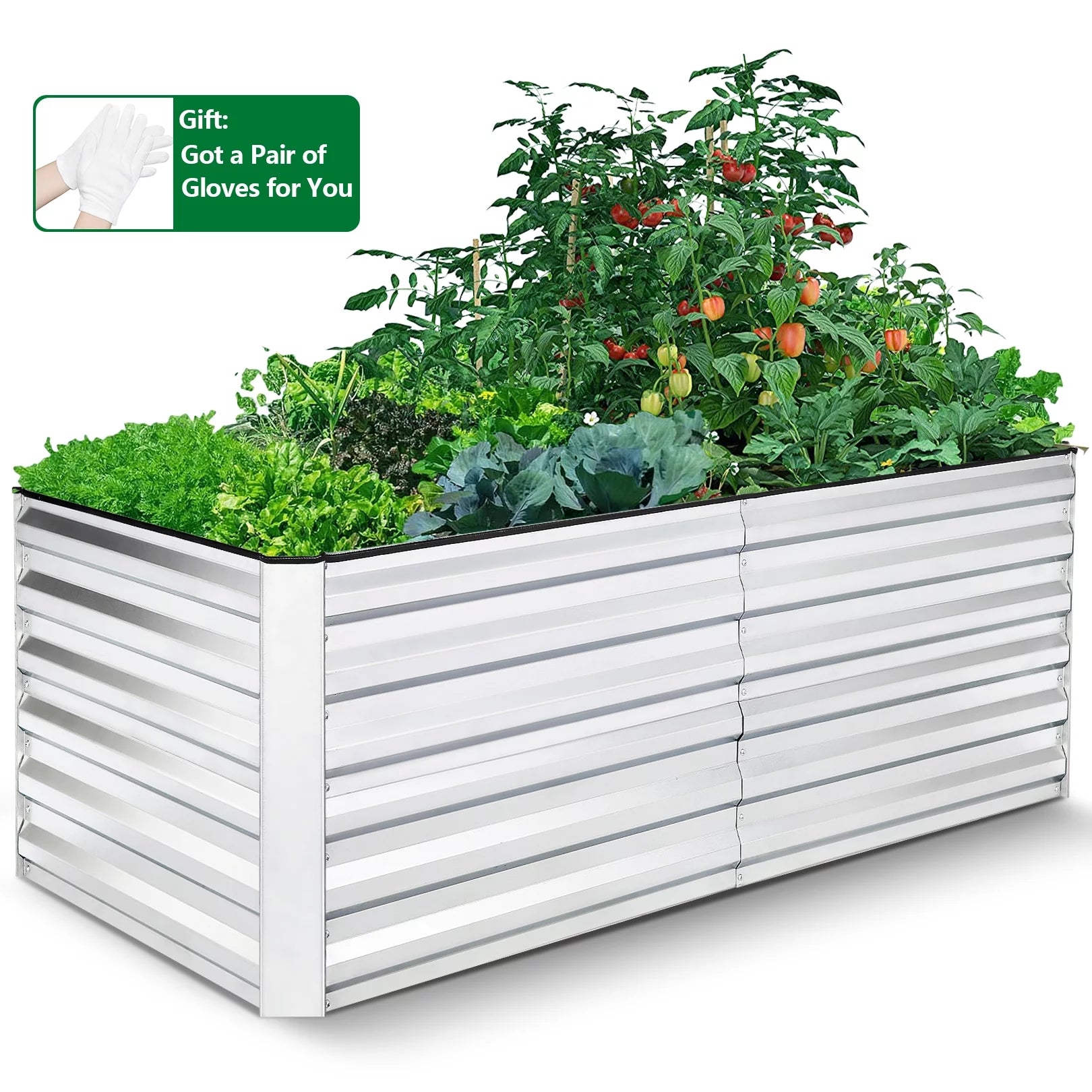 SEJOV Galvanized Raised Garden Bed 6ftx3ftx2ft Metal Planter Box S619