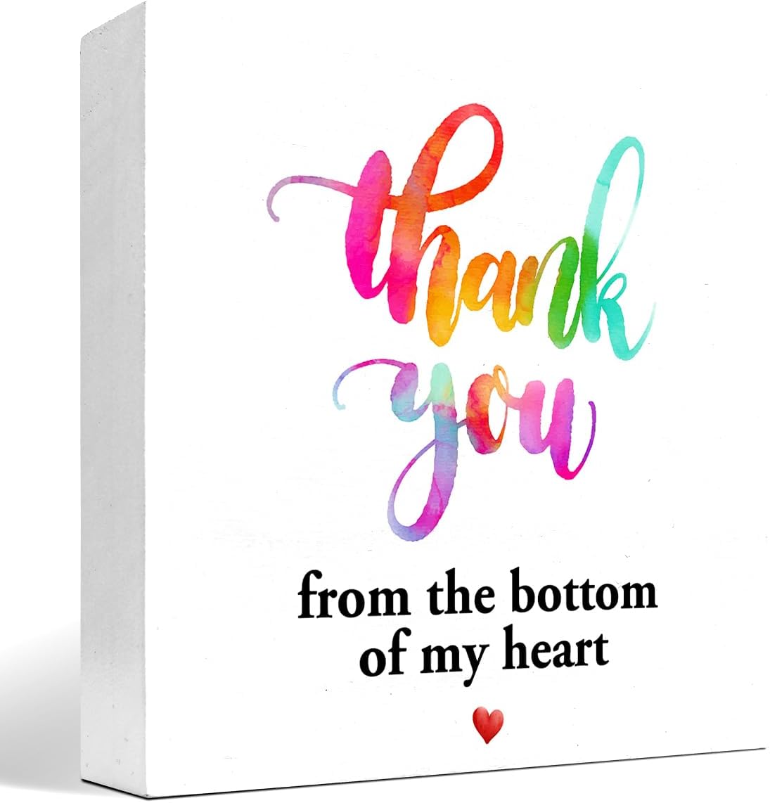 Thank You from the Bottom of My Heart Wood Box Sign Desk Decor,Thank You Wood Plaque Gift,Appreciation Wooden Plaque Signs for Home Office Shelf Table Decorations C959
