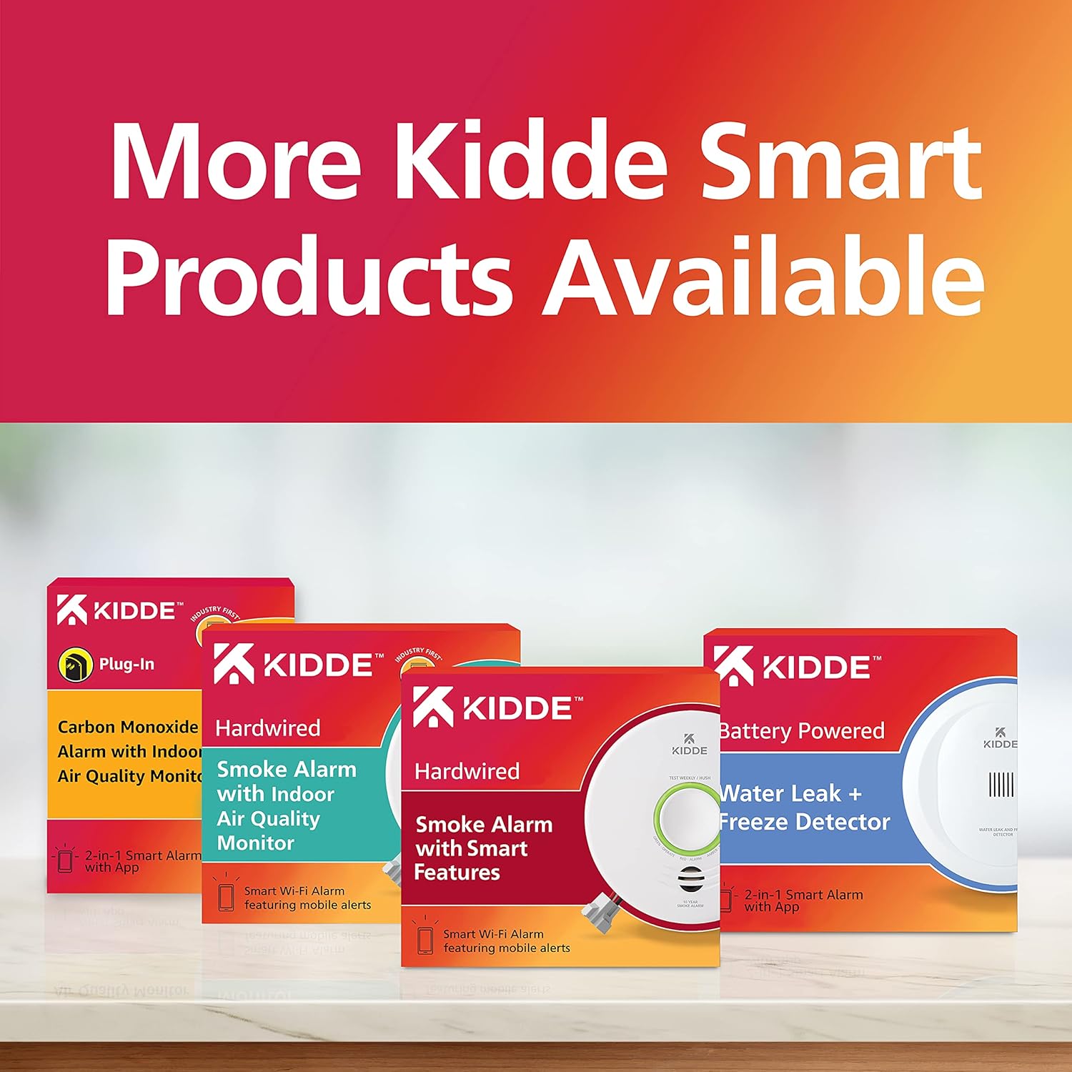 Kidde Smart Smoke Detector WiFi Hardwired with Battery Backup, 2 Pack A8505