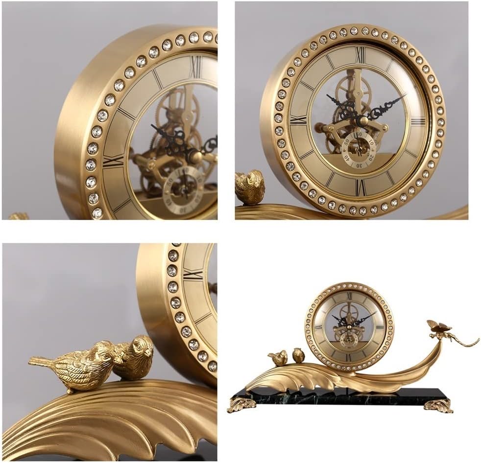 Brass Desk Clock Silent Modern Creative Ornament M6959