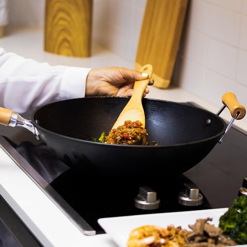 JOYCE CHEN Professional 14-Inch Cast Iron Wok with Maple Handle R872