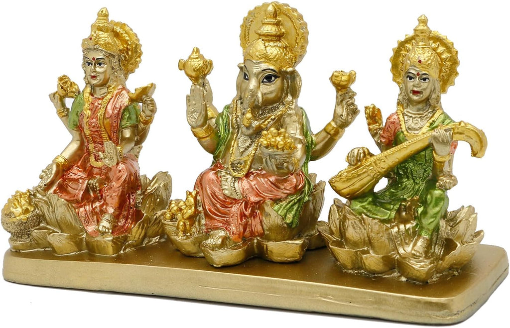 Hindu Gods Lakshmi Ganesha Saraswati Statue for Home Temple Pooja Decor a7