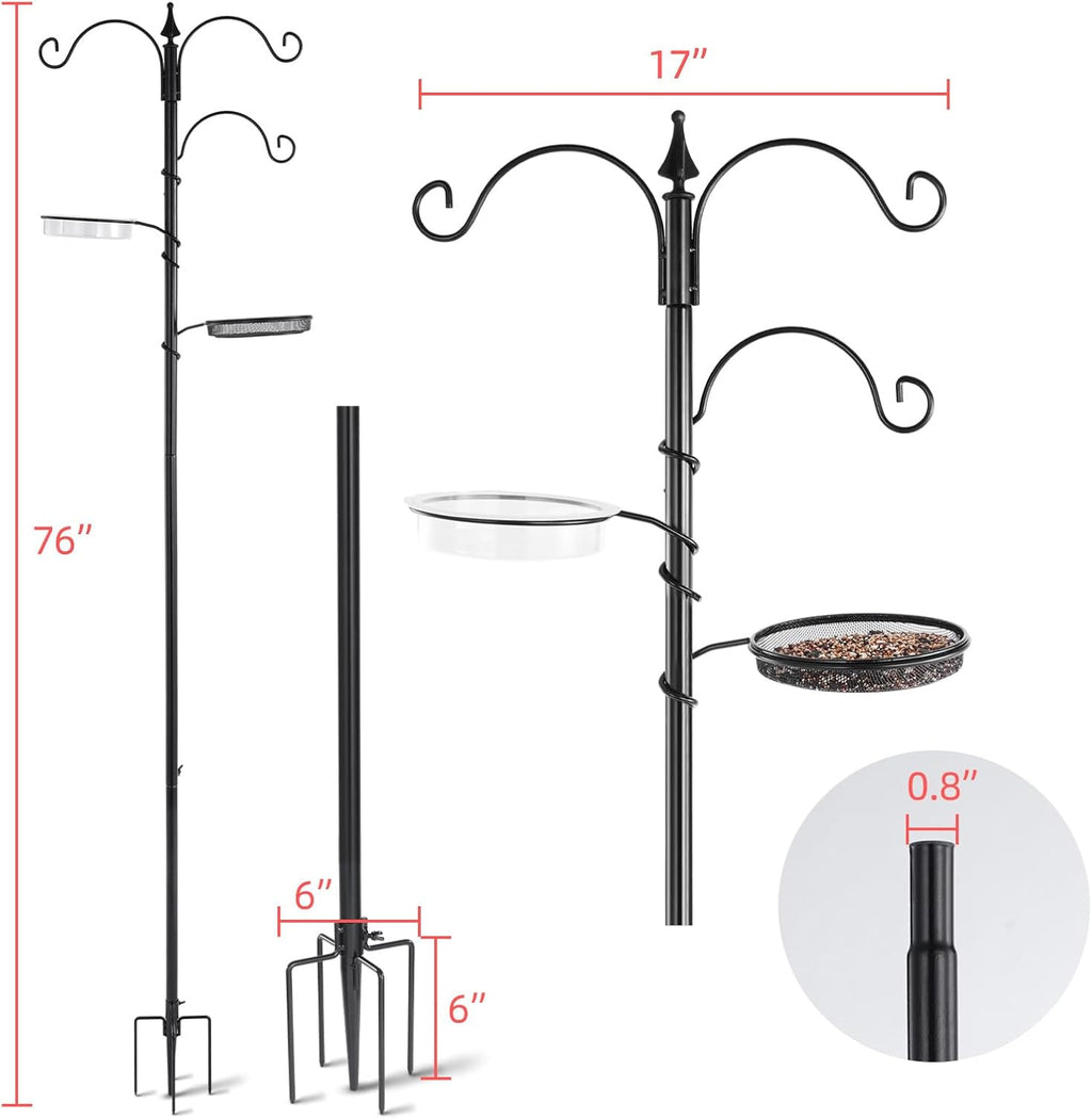 Bird Feeding Station Kit - 77" Pole with 5 Prong Base, Black O31780