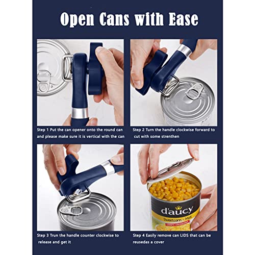 2 in 1 Manual Can Opener with Smooth Edge & Bottle Opener, Stainless Steel Blade W981