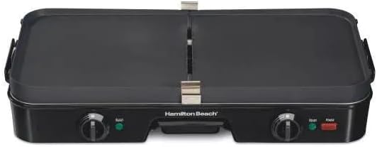 Hamilton Beach 3-in-1 Grill/Griddle 25380, Dual-Zone Temperature Control, Black N23446