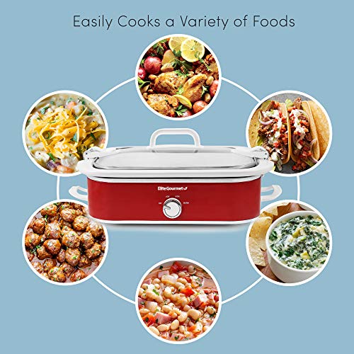 Elite Gourmet MST-5240 3.5Qt Casserole Slow Cooker, Red O2522