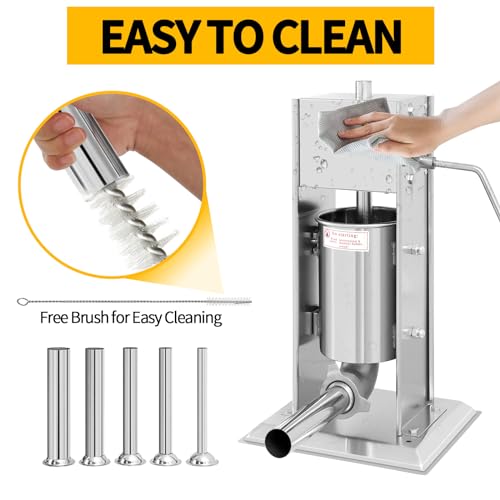Vertical Sausage Stuffer 7L Stainless Steel with 5 Stuffing Tubes P4239