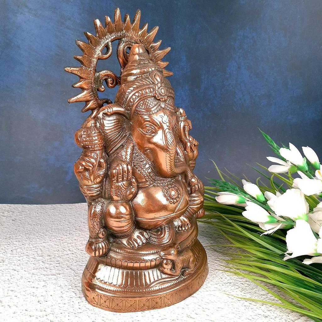 Ganesha Statue Bronze Metal Idol 15 Inch Home Decor k7