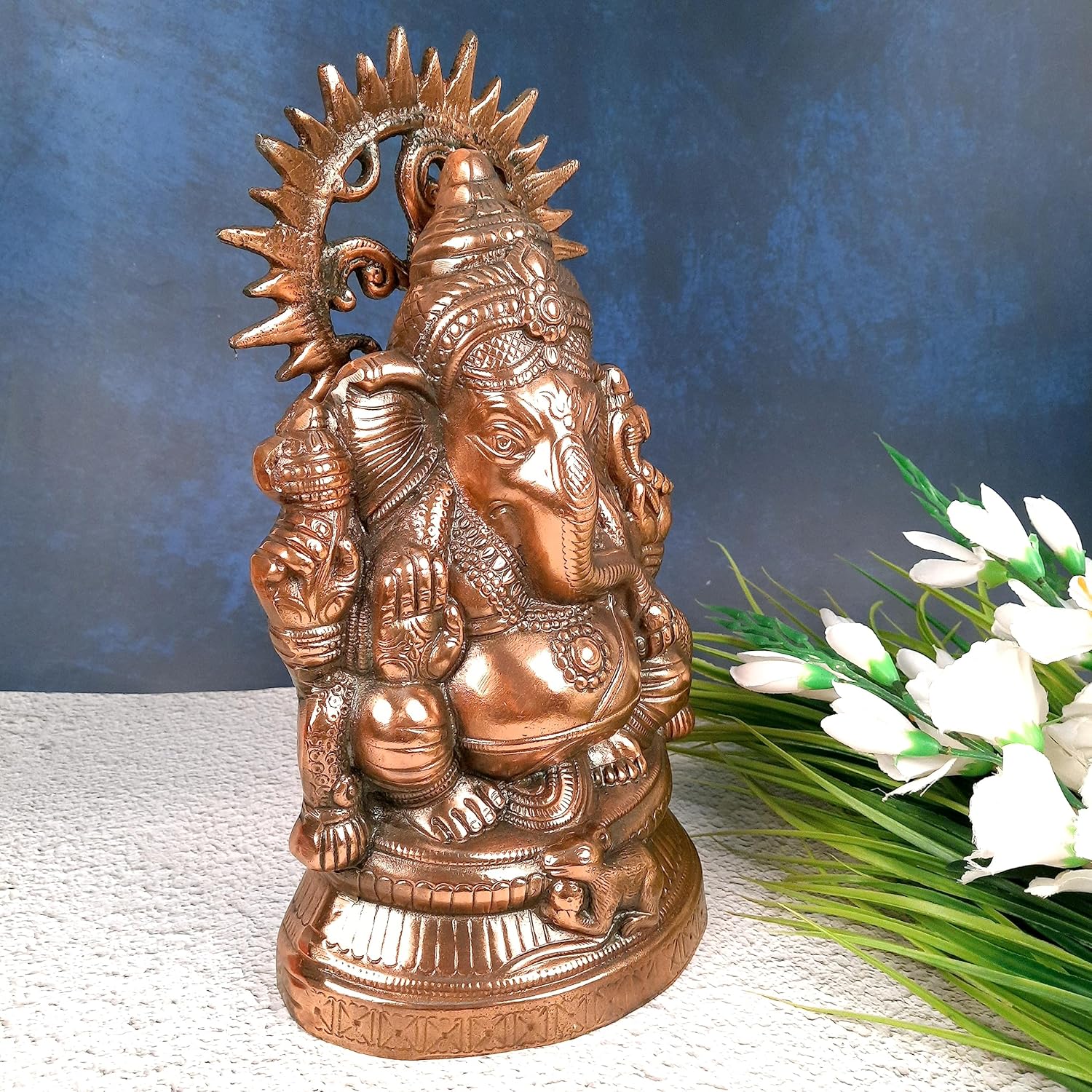 Ganesha Statue Bronze Metal Idol 15 Inch Home Decor k7