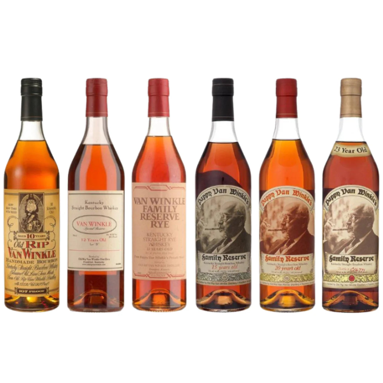 Pappy Van Winkle Complete Lineup Bourbon Collection Set 6 Bottles 750ml - Nestor Liquor