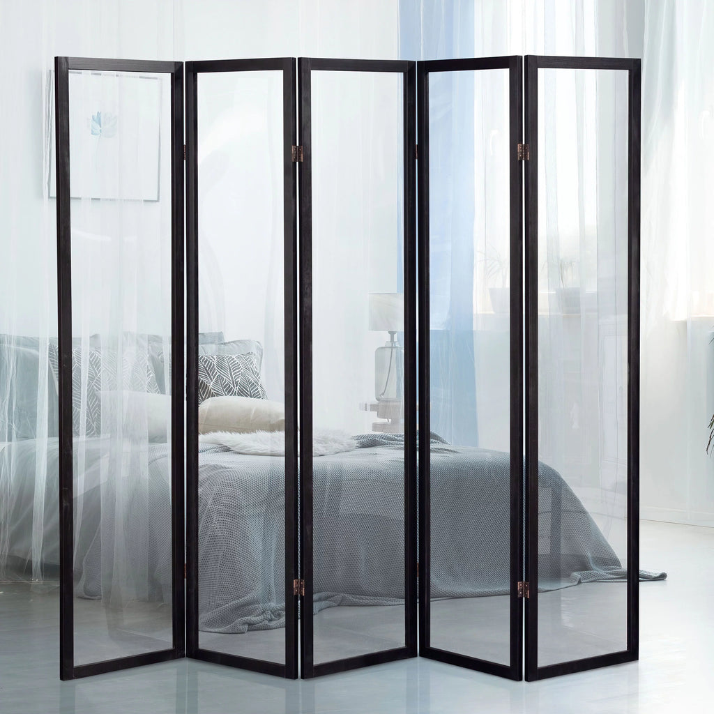 Oriental Furniture 6 ft. Tall Clear Screen Black - 5 Panel