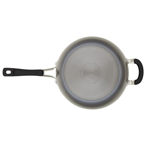 Rachael Ray Cook + Create Hard Anodized Nonstick Saucier Pan with Lid, 4.5 Quart, Black J558